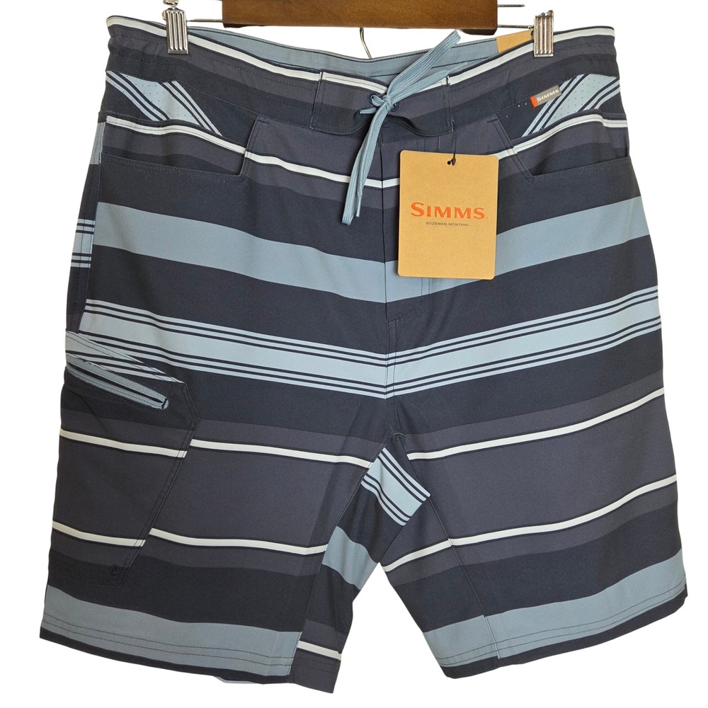 NWT Simms Seamount Board Shorts 36W 9‎ In Quick Dry Zip Pocket